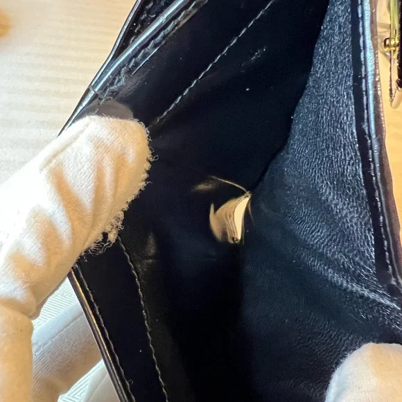 GUCCI Bamboo Compact Patent Leather Small Wallet